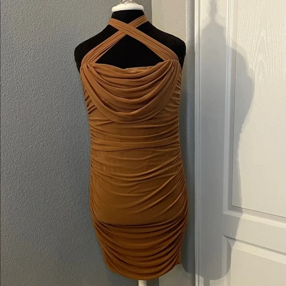 PRETTYGARDEN Summer Off Shoulder Ruched Mesh Cocktail Bodycon Mini Dress Large - Picture 5 of 13